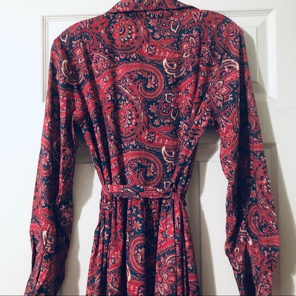 CHAUDRY NWT Fushia, Navy paisley, sash belt Maxi - Picture 4 of 7